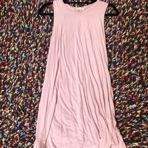 Light pink bell shaped shift dress.